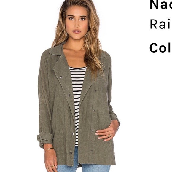 Rails Women’s Snap Front “Nadia” Sage Green Long Jacket Trench Size M Mint! - Picture 1 of 9